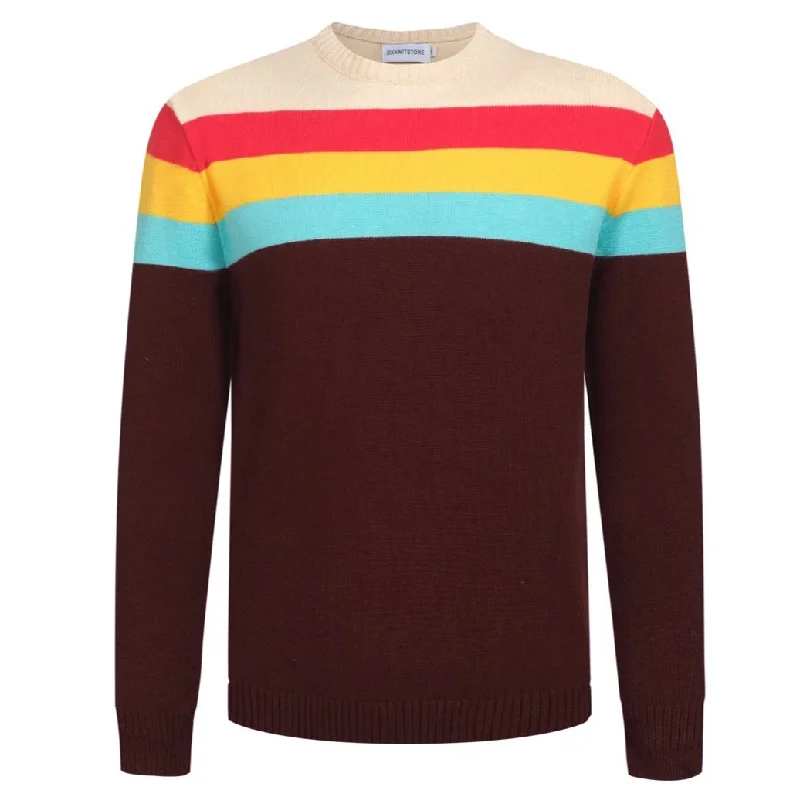 Men's Vintage Stripe Knit Sweater – Cozy Retro-Inspired Pullover for Timeless Style