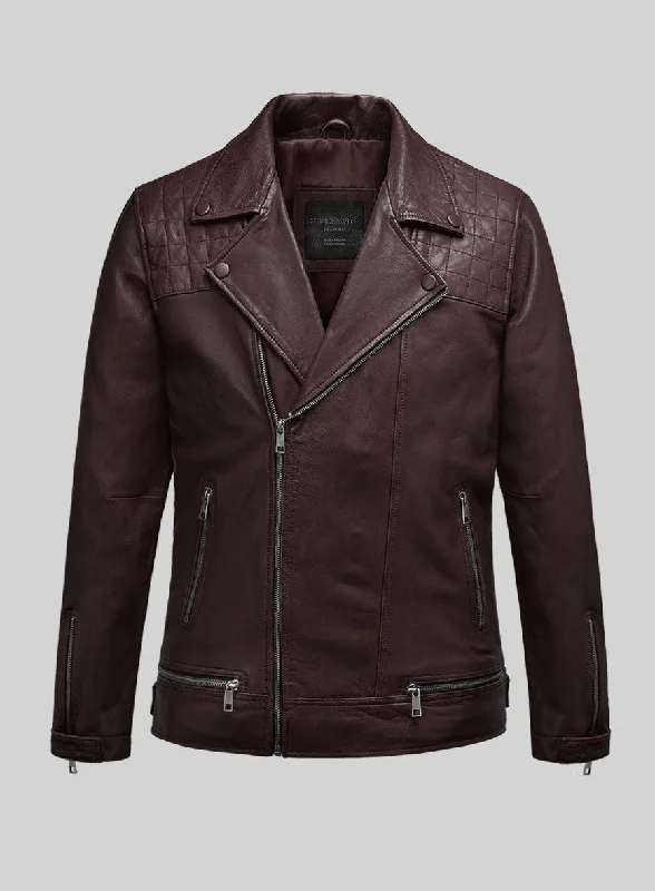 Emberstrike Burgundy Biker Leather Jacket