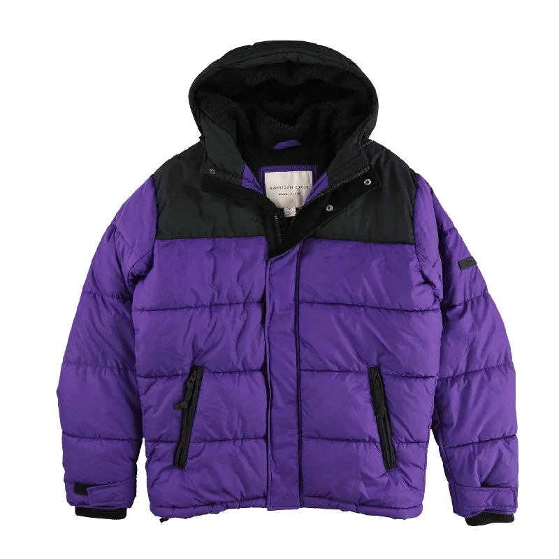 American Eagle Mens Elevated Puffer Jacket, Purple, Small