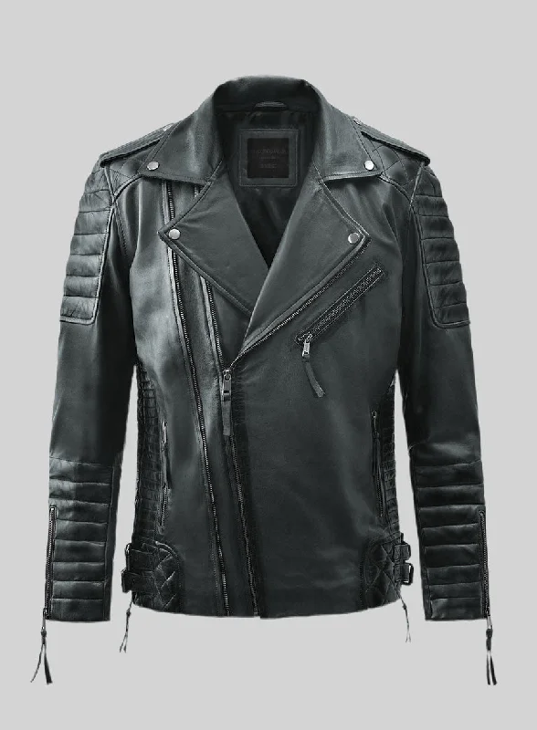 Outlaw Burnt Charcoal Leather Jacket