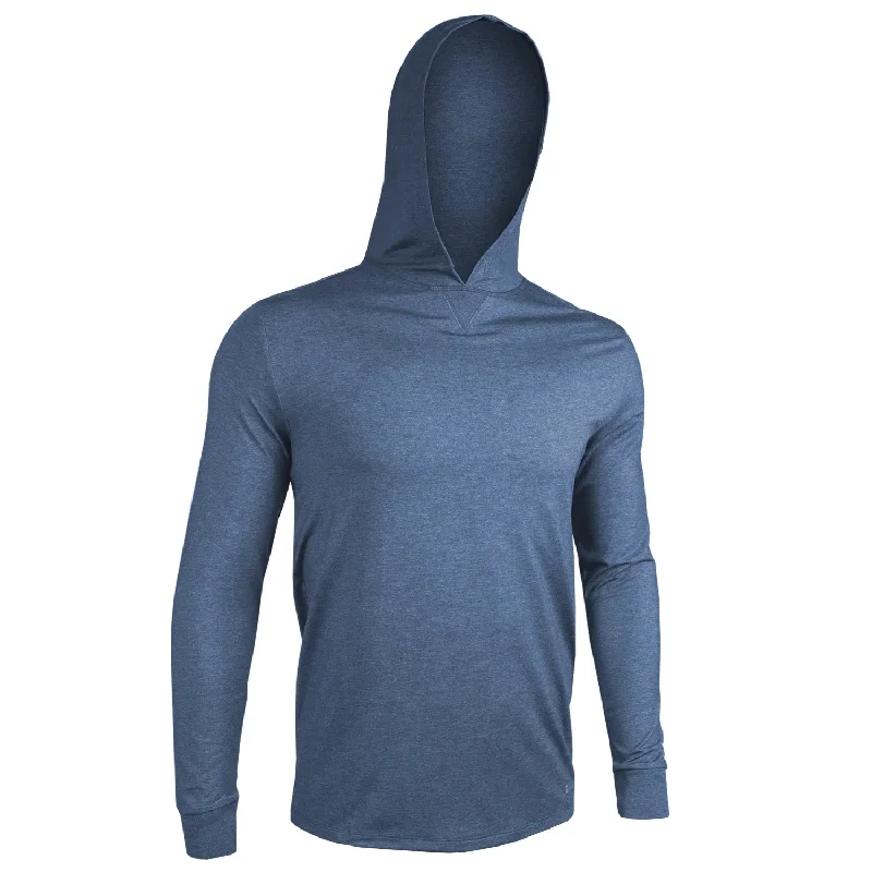 2UNDR Luxury LS Hooded Tee - HEATHERED INDIGO