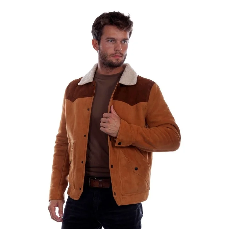 Scully Western Jacket Mens Snap Front Leather Collared Tan F0_2020