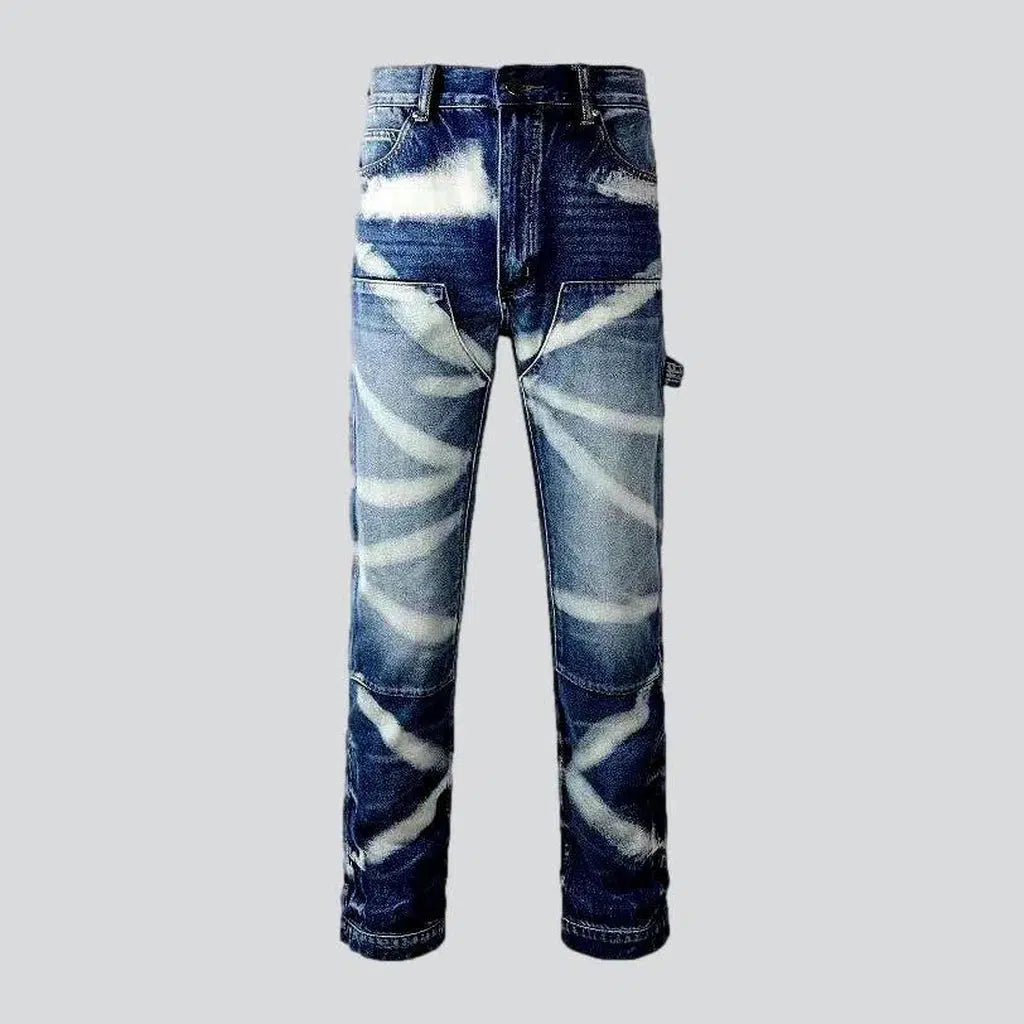 Zipper-button men's painted jeans