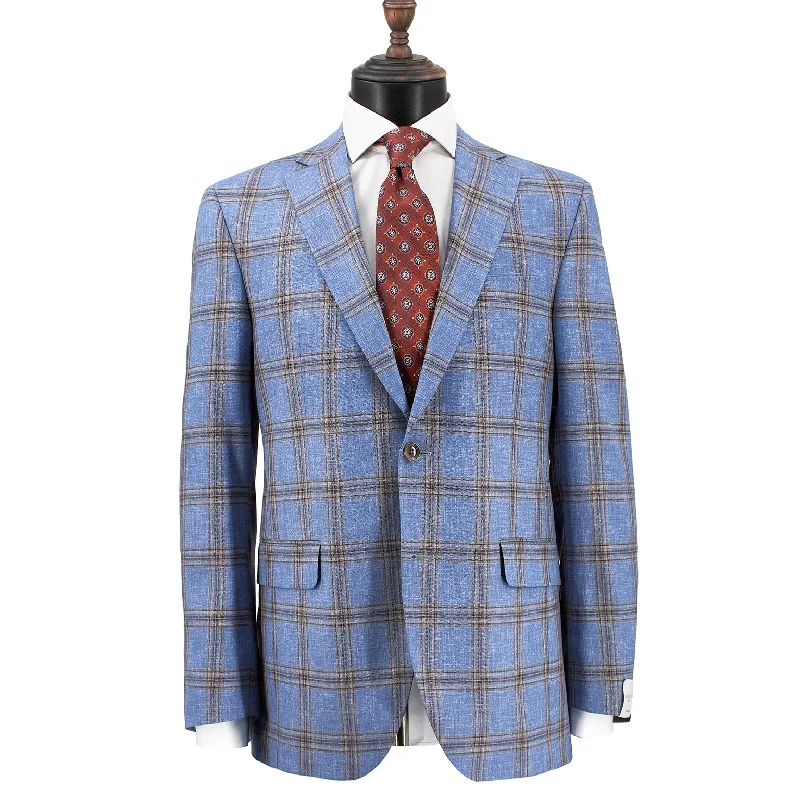 Jack Victor Light Blue Windowpane Plaid Gibson Blazer