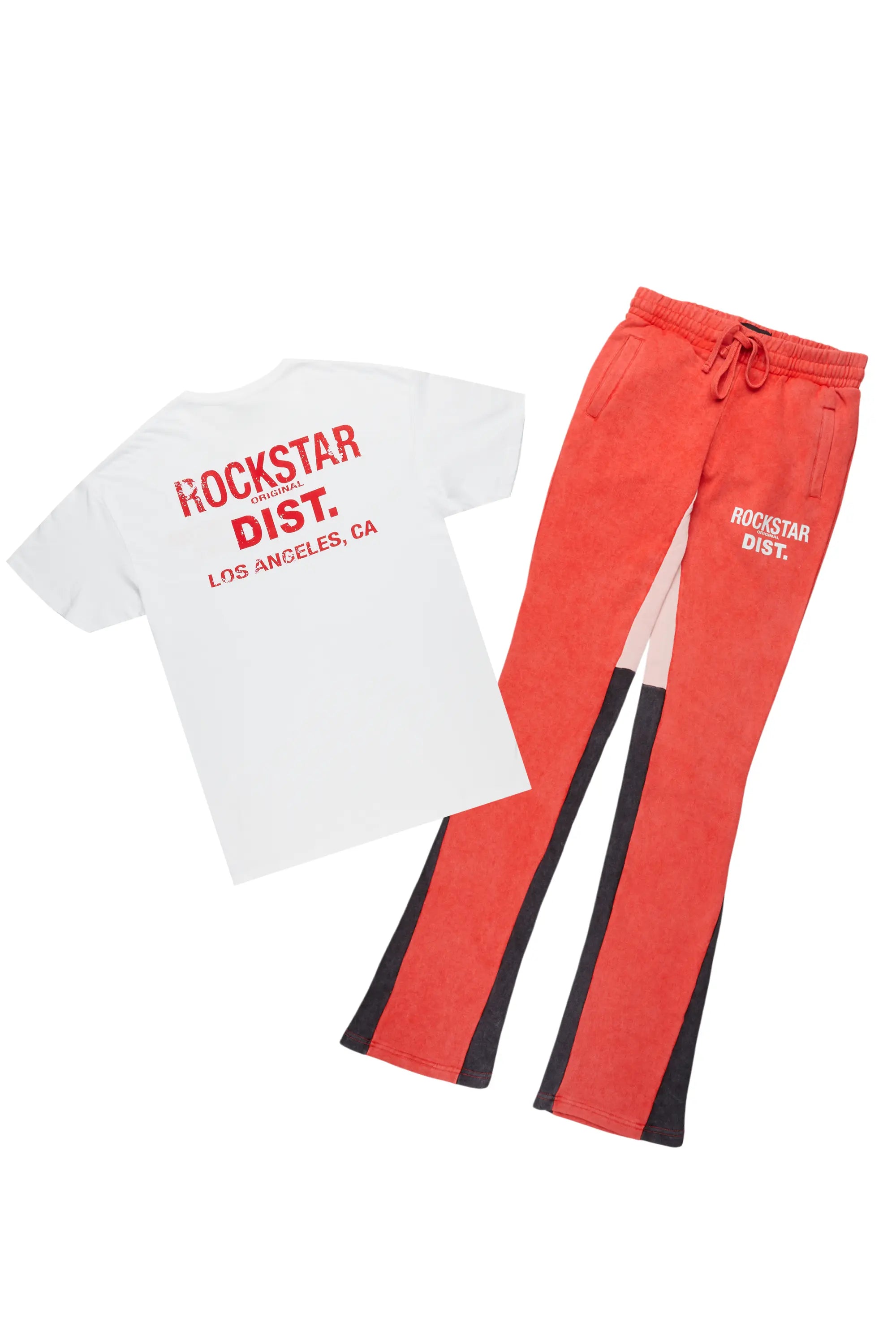 Lake White/Red T-Shirt/Stacked Baggy Track Set