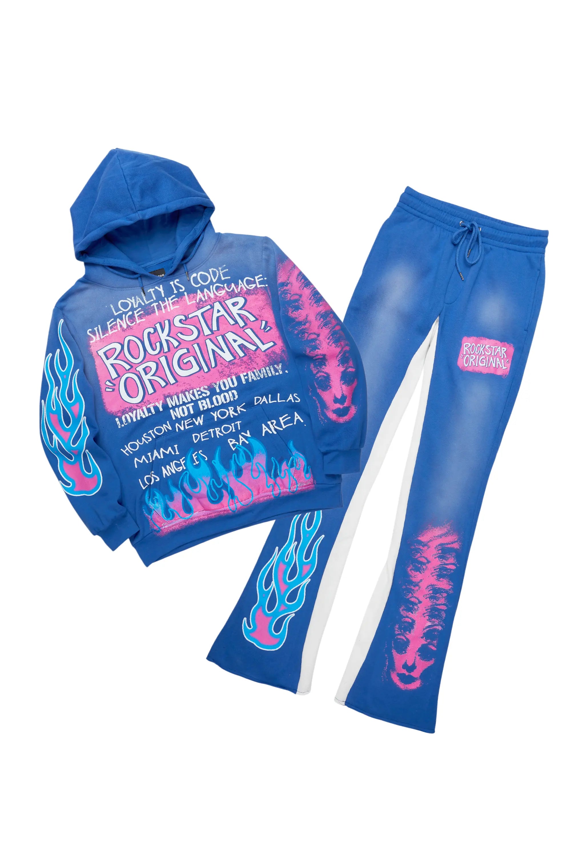 Beno Royal Blue Hoodie/Baggy Track Pant Set