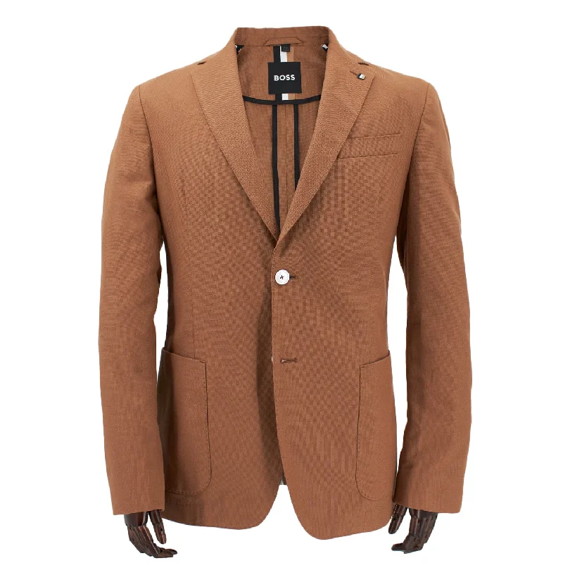 BOSS Men's Slim-Fit Jacket in Performance-Stretch Fabric in Rust Orange  50468918-260