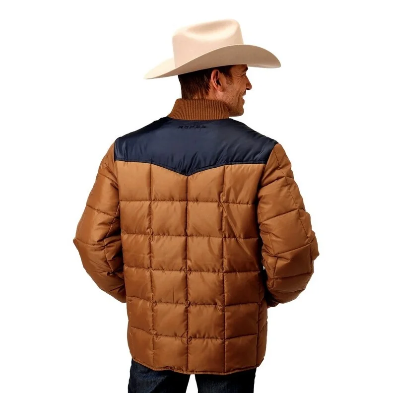 Roper Western Jacket Mens Quilts Warm Zip Brown 03-097-0761-0532 BR