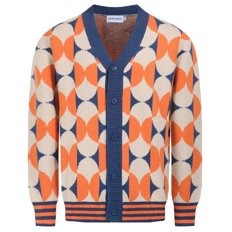 Men's orange vintage 50s cardigan sweater