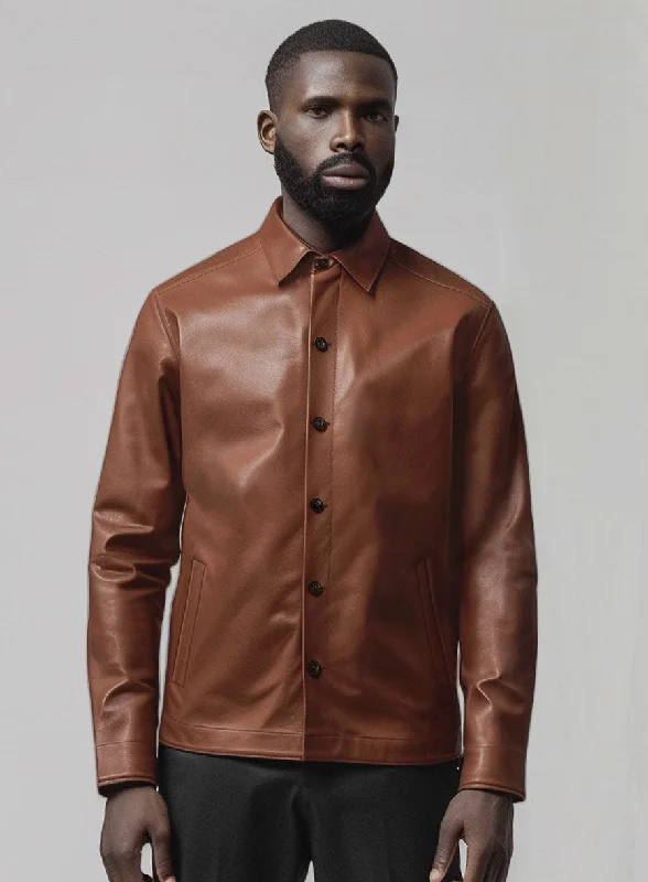 Valor Tan Brown Leather Shirt