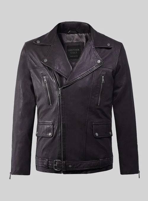 Resolute Purple Biker Leather Jacket