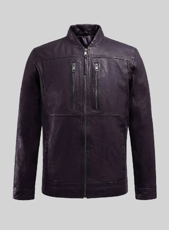 Galeforce Purple Biker Leather Jacket