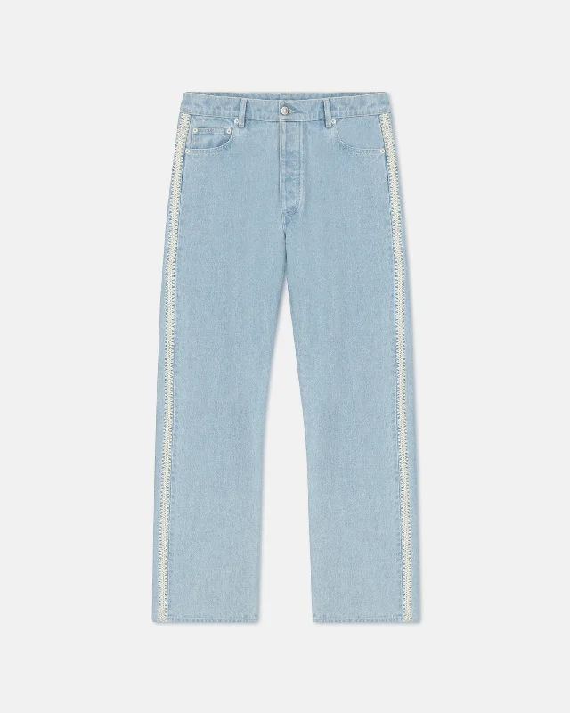 Gannon - Crocheted Straight-Leg Jeans - Eco Bleach