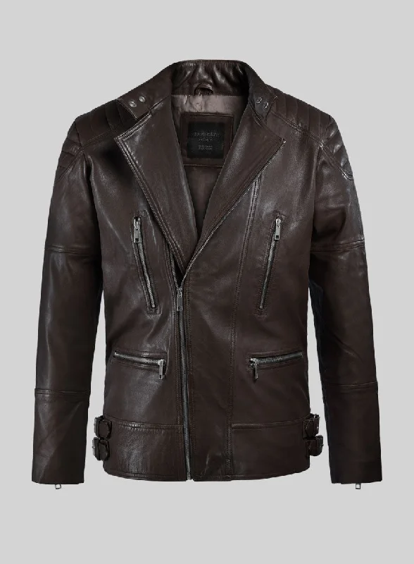 Thunderbolt Brown Moto Leather Jacket