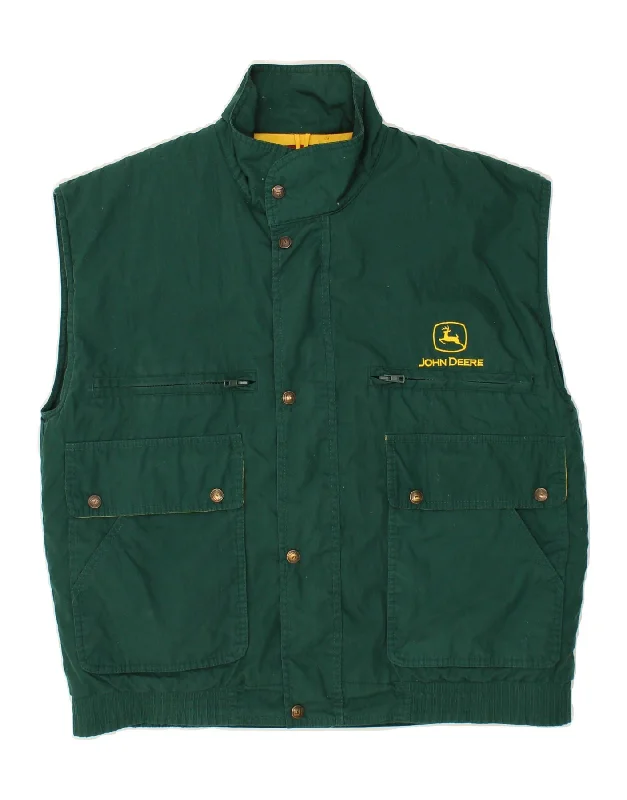 JOHN DEERE Mens Utility Gilet UK 38 Medium Green Polyester