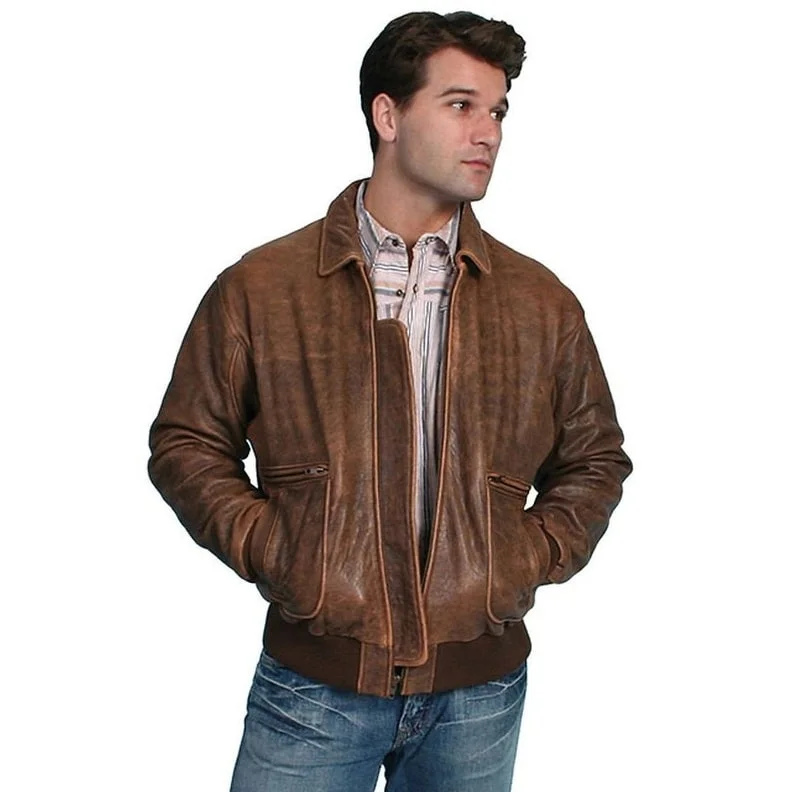 Scully Western Jacket Mens Zip Bi Swing Knit Waist Brown F0_714