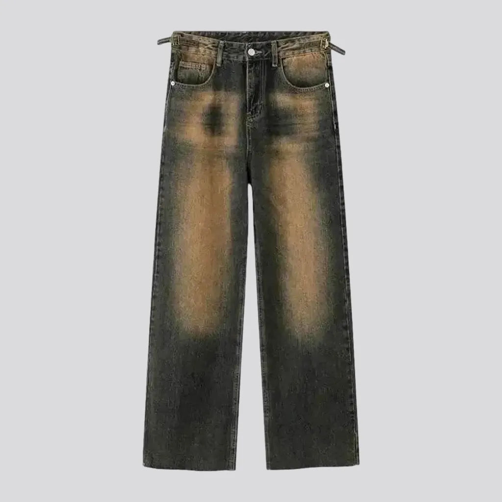 Abraded 90s style slouchy men's jeans