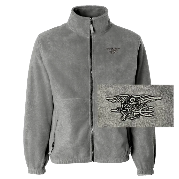 Trident Grey Full-Zip Fleece Jacket with American Flag