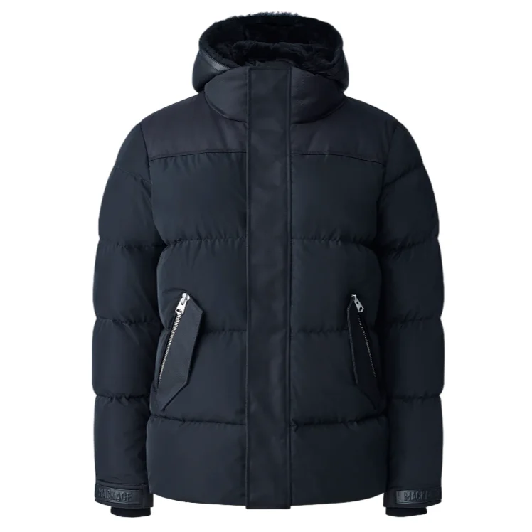 RILEY Classic Down Jacket With Removable Shearling Bib Blk/Blk Riley Black