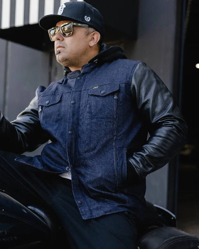 Dillinger Denim & Leather Jacket - Blue Denim