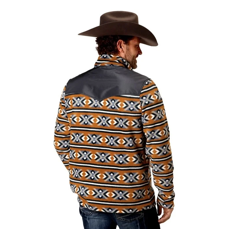 Roper Western Jacket Mens Zip Aztec Fleece Orange 03-097-0692-6162 OR