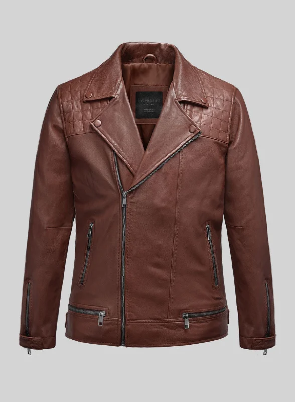 Emberstrike Tan Biker Leather Jacket