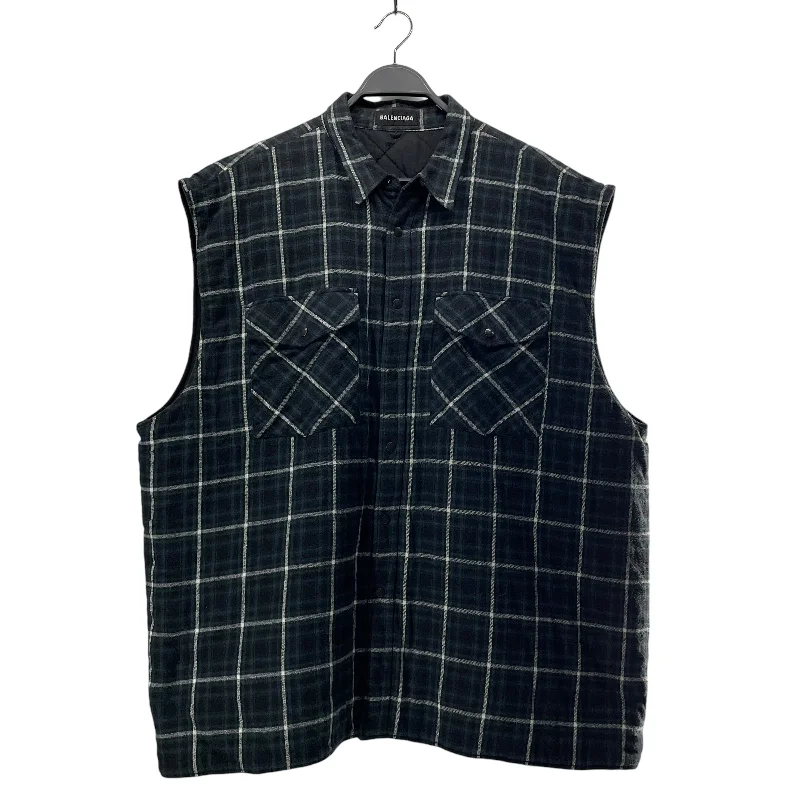 BALENCIAGA/Puffer Vest/40/Plaid/Cotton/GRN/TWO FRONT POCKETS