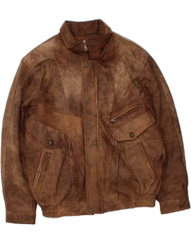 AVIATRIX Mens Leather Jacket UK 40 Large Brown Leather