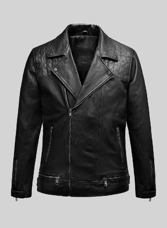 Emberstrike Black Biker Leather Jacket