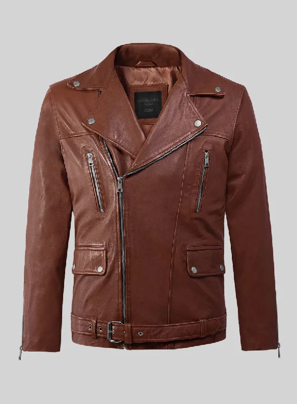 Resolute Tan Biker Leather Jacket