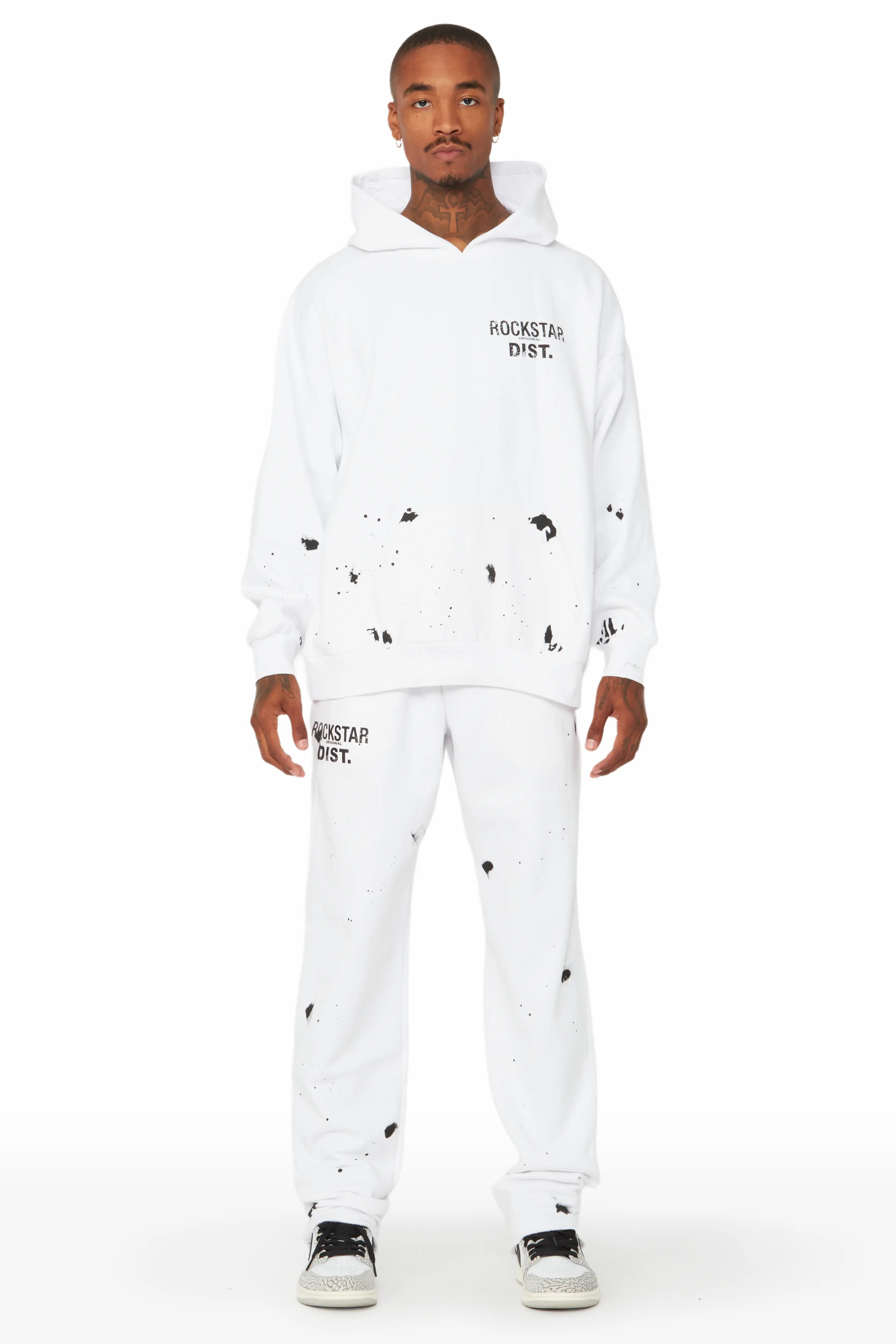 Raffer White Hoodie/Stacked Flare Track Set