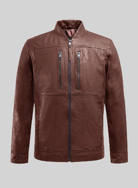 Galeforce Tan Biker Leather Jacket