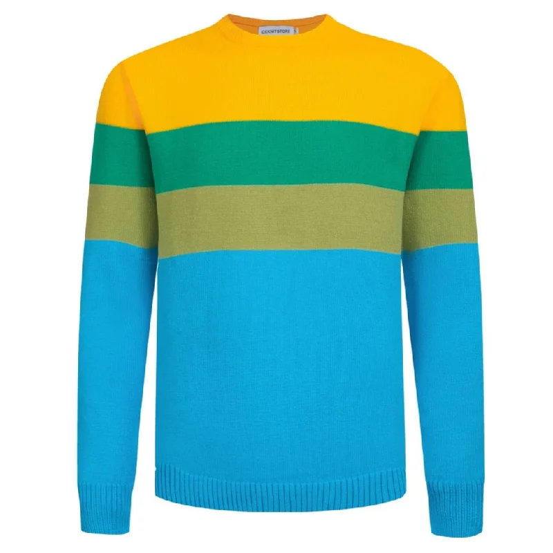 Men's Vibrant Color Block Sweater – Bold and Stylish Knit Pullover for a Modern Look