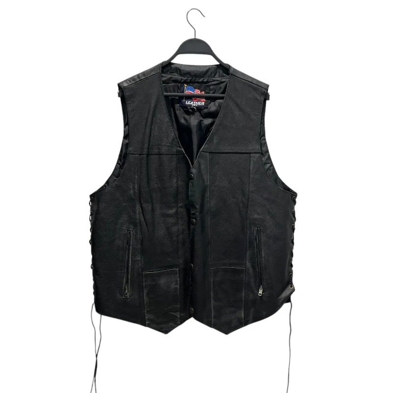 USA LEATHER/Vest/XXL/Leather/BLK/USA LEATHER Biker vest