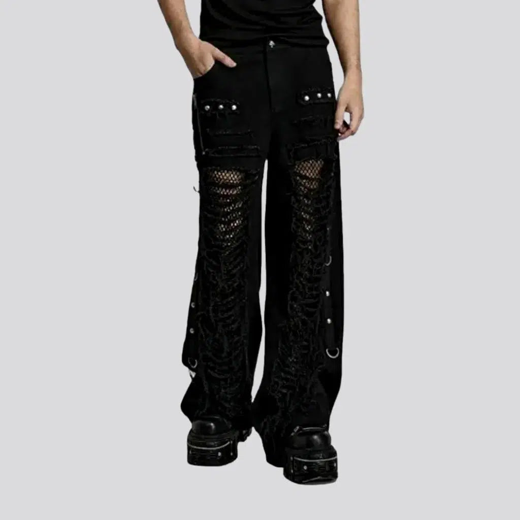 Gothic men's wide-leg jeans