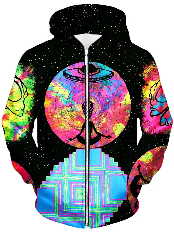 Alien Meditate Unisex Zip-Up Hoodie