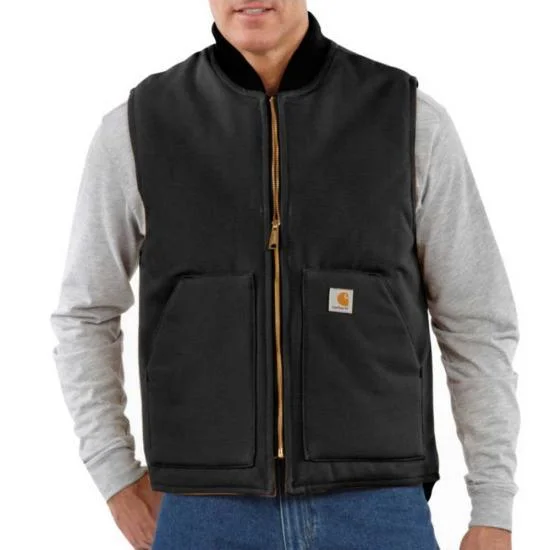 Men's Relaxed Fit Firm Duck Insulated Rib Collar Vest - Black