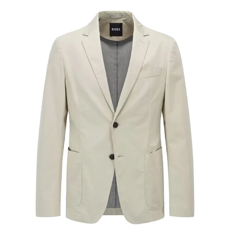 BOSS Men's Slim-Fit Jacket in Performance-Stretch Fabric in Light Beige  50468895-271