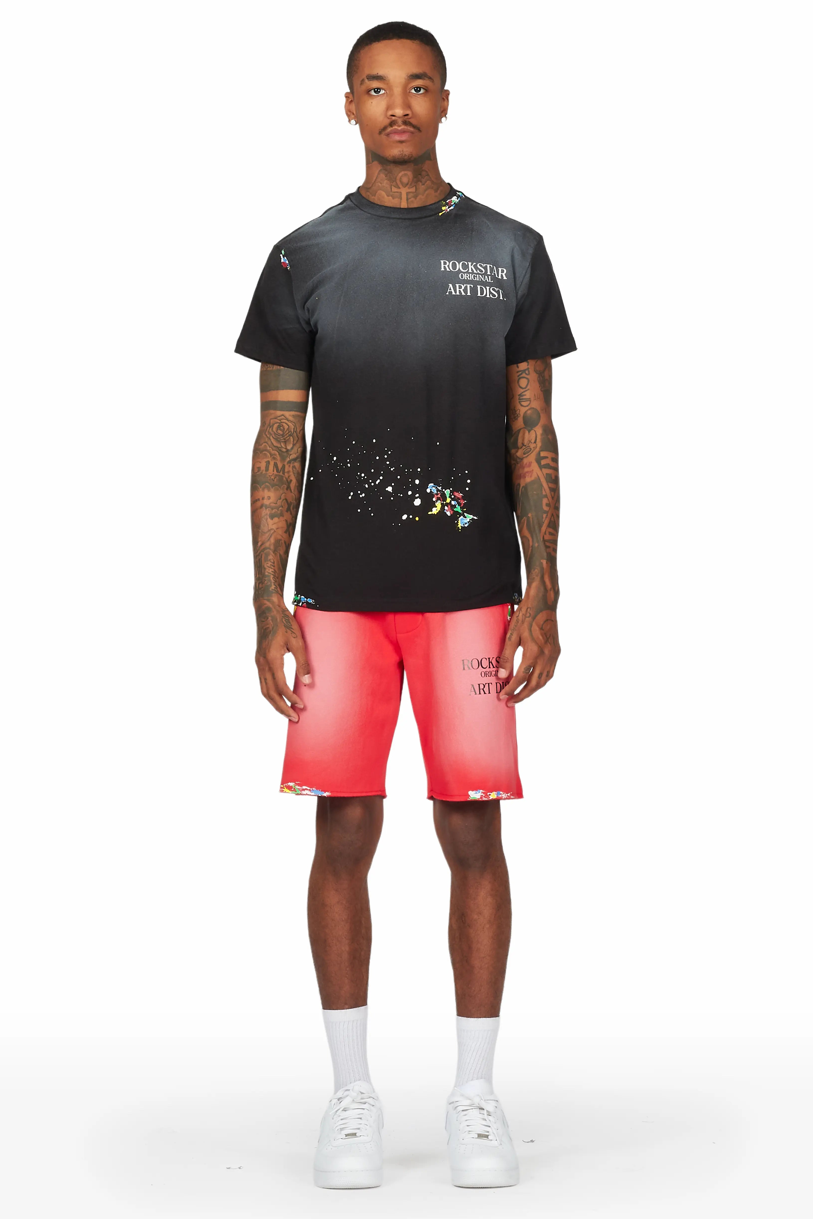 Rockstar Art Dist. Black/Red T-Shirt Short Set