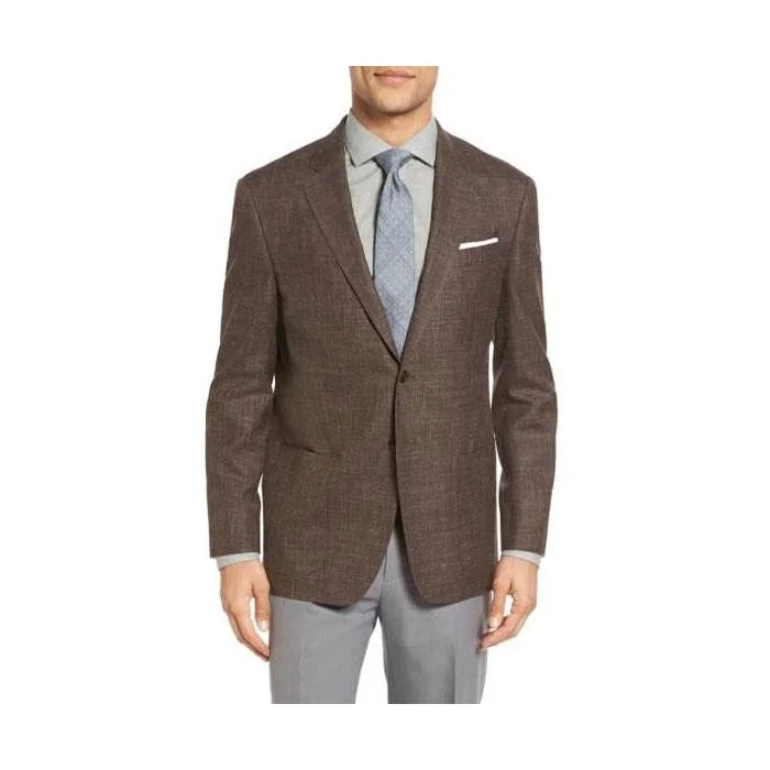 Mens Sport Coat Two Buttons Blend & Linen Dark Brown Slim Fit