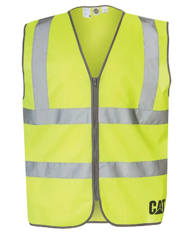 CAT ANSI Class 2 Hi-Vis Zip Safety Vest - Bright Yellow