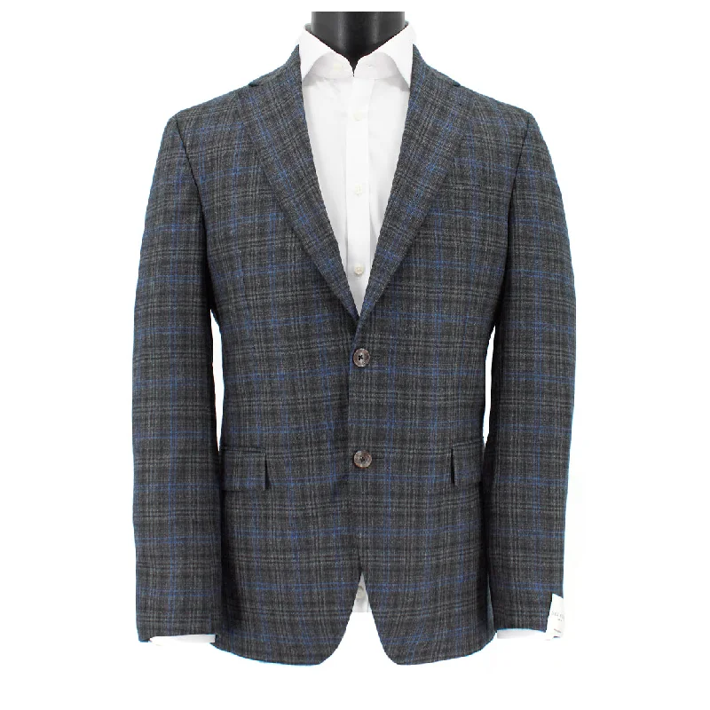 Blue and Gray Plaid Wool Midland Blazer