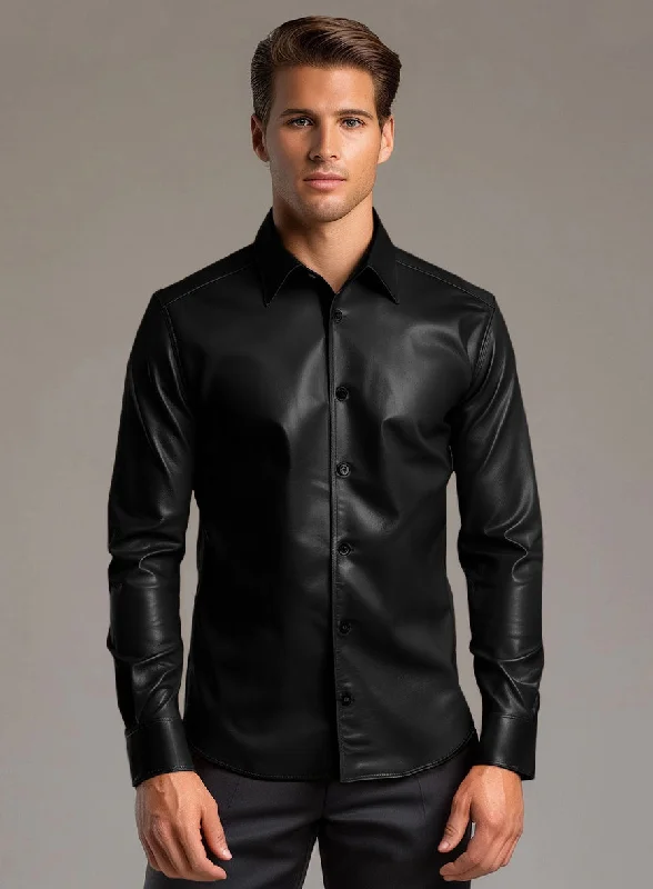 Regal Black Leather Shirt