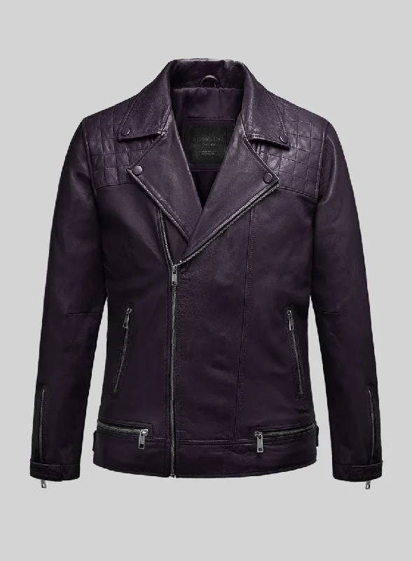 Emberstrike Purple Biker Leather Jacket