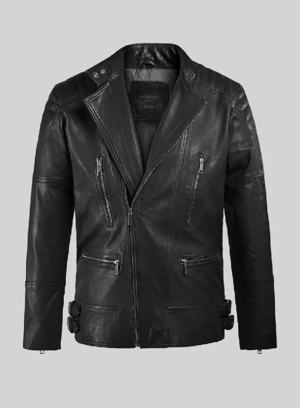 Thunderbolt Black Moto Leather Jacket