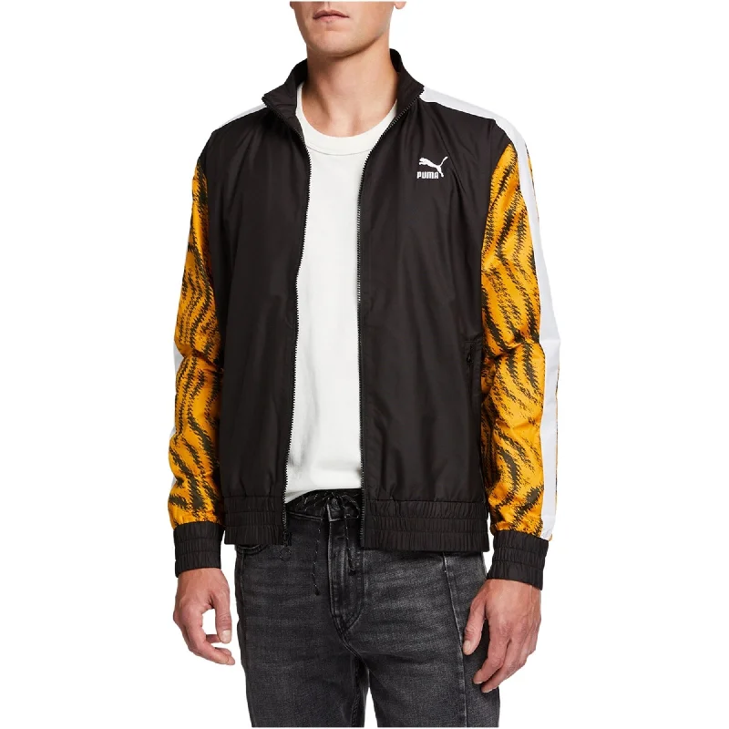 Puma Mens Animal Print Sleeves Track Jacket, Black, Medium (Regular)