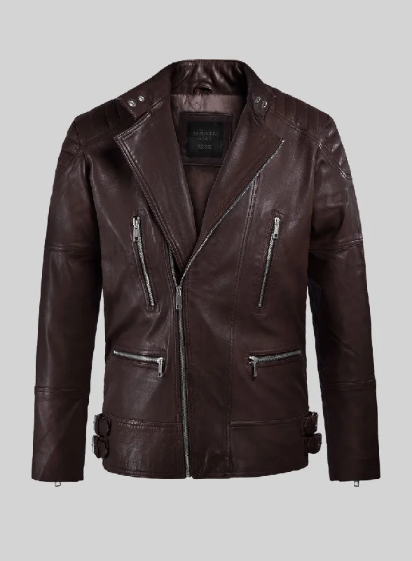 Thunderbolt Burgundy Moto Leather Jacket