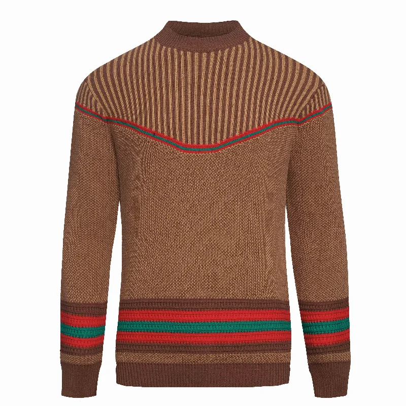 Men's brown 1950s crew-neck knit top