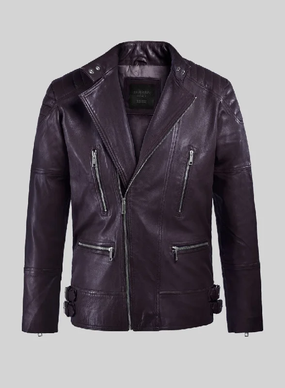 Thunderbolt Purple Moto Leather Jacket