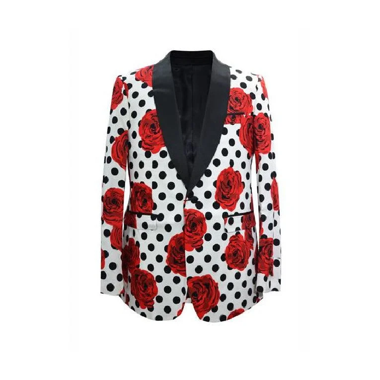 Floral Dot Pattern Alberto Nardoni White Sport Coat